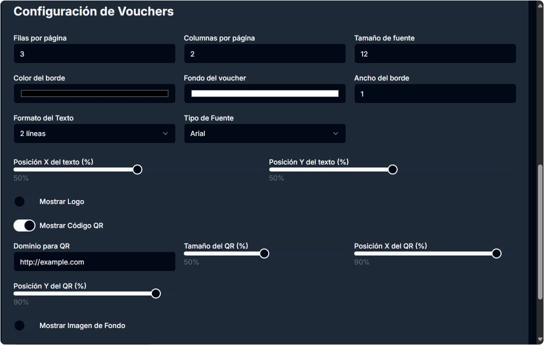 Configuración de fichas