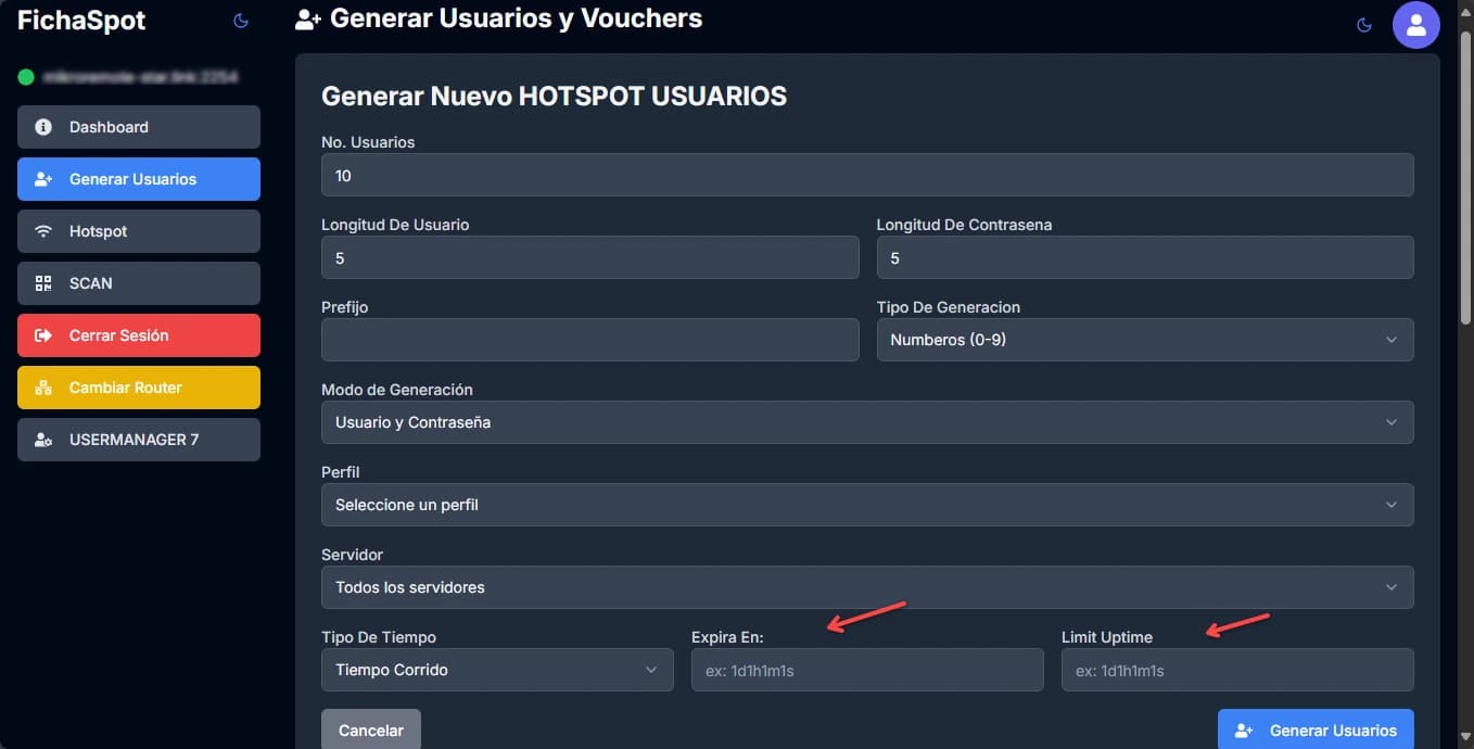 Generación de fichas