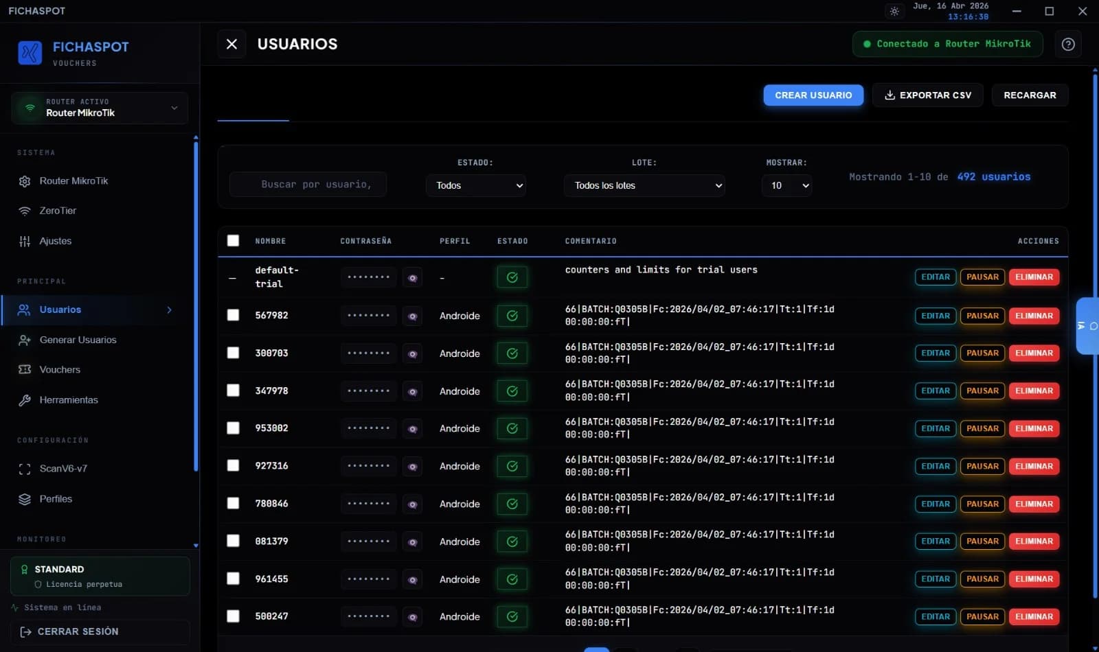 FichaSpot Desktop - Captura de pantalla