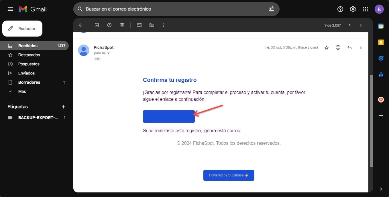 Confirmación de email